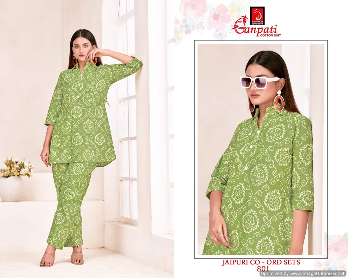 Jaipuri Vol 8 By Ganpati Heavy Pure Cotton Cord Set Top With Bottom Wholesale Shop In Surat